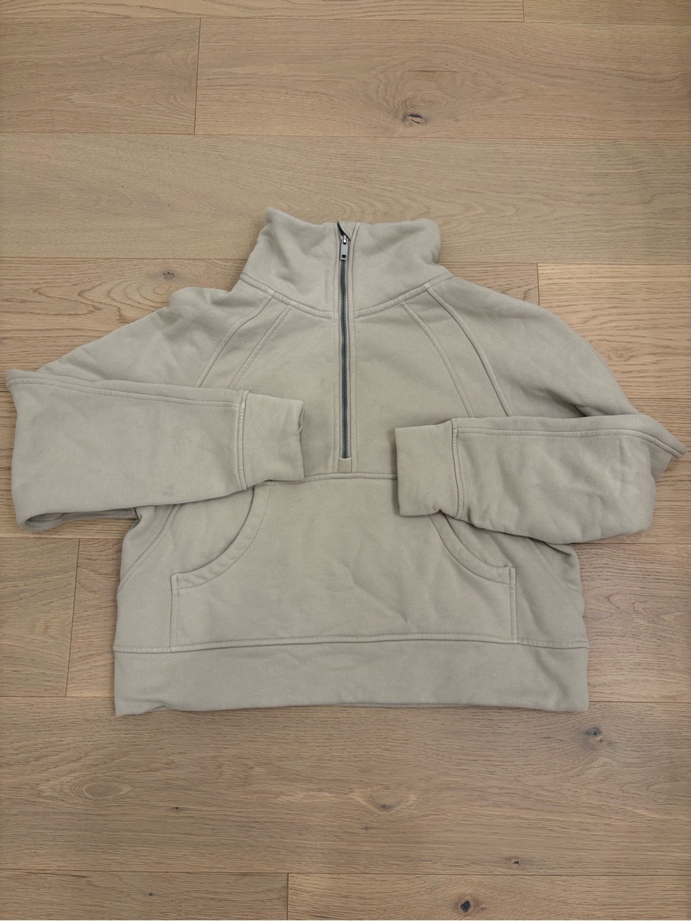 Half-Zip Funnel neck Pullover Sweatshirt - Beige